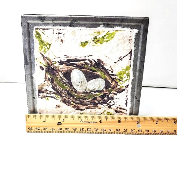 Raz Imports birds nest accent drawings. Green/white/gray. 2 piece set. - Picture 3 of 12